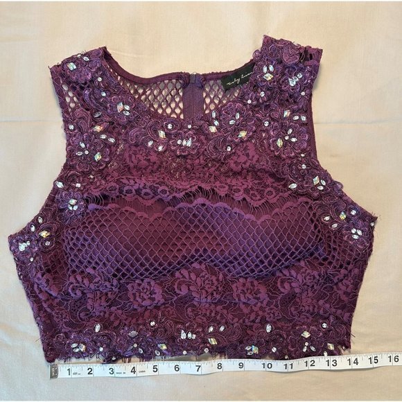 Women's Purple 2‎ PIece Rhinestone Lace  Dress Homecoming Party Size 7 - Picture 13 of 16